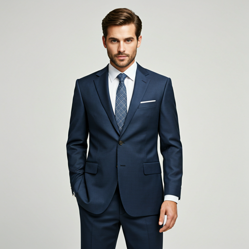 Elegant man in custom navy blue suit